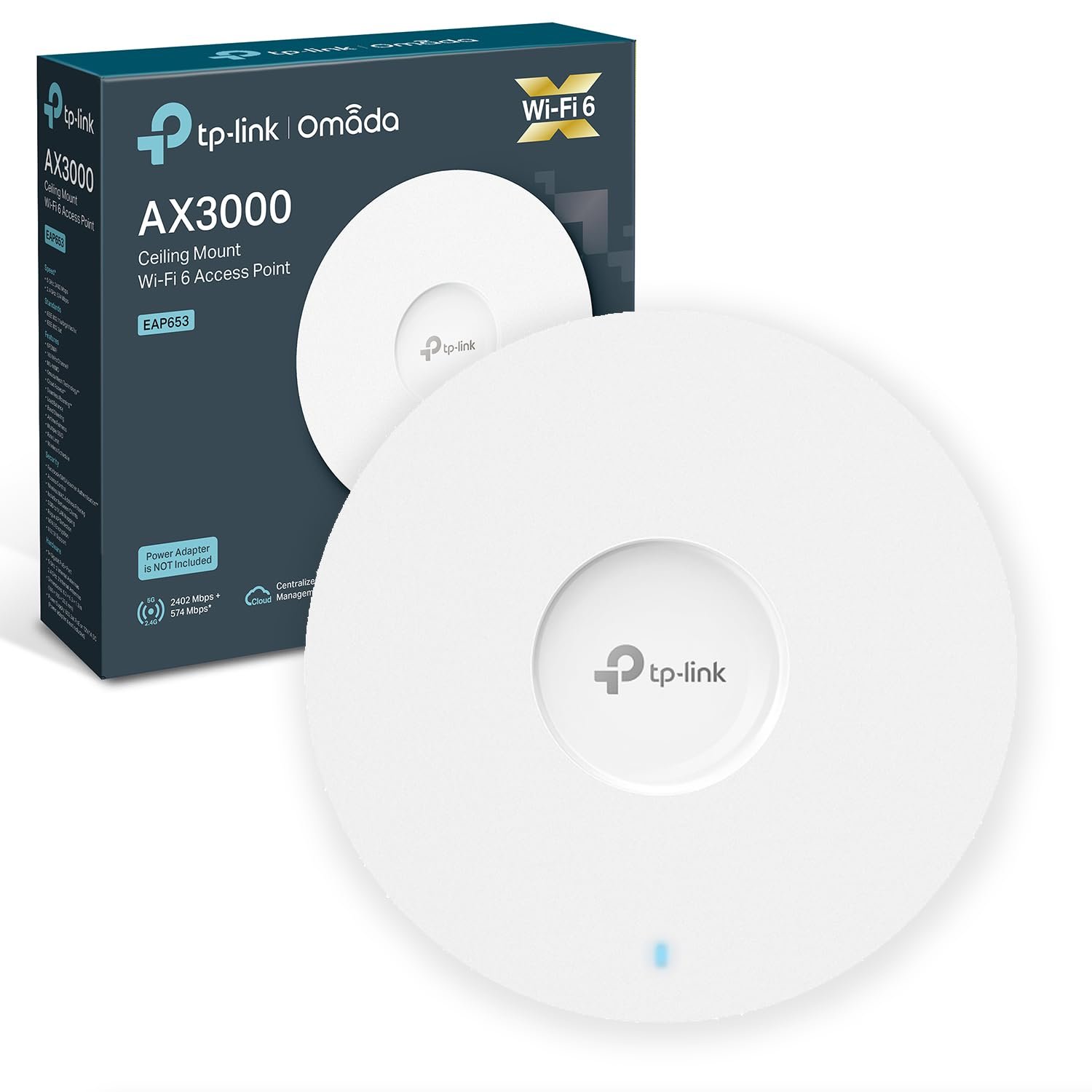 TP-Link EAP653 True WiFi 6 Access Point, AX3000 Dual Band Gigabit Wireless Access Points, Omada Mesh, Support Passive PoE+ Powered or DC, Seamless Roaming Extended Range, Centralized Cloud Management