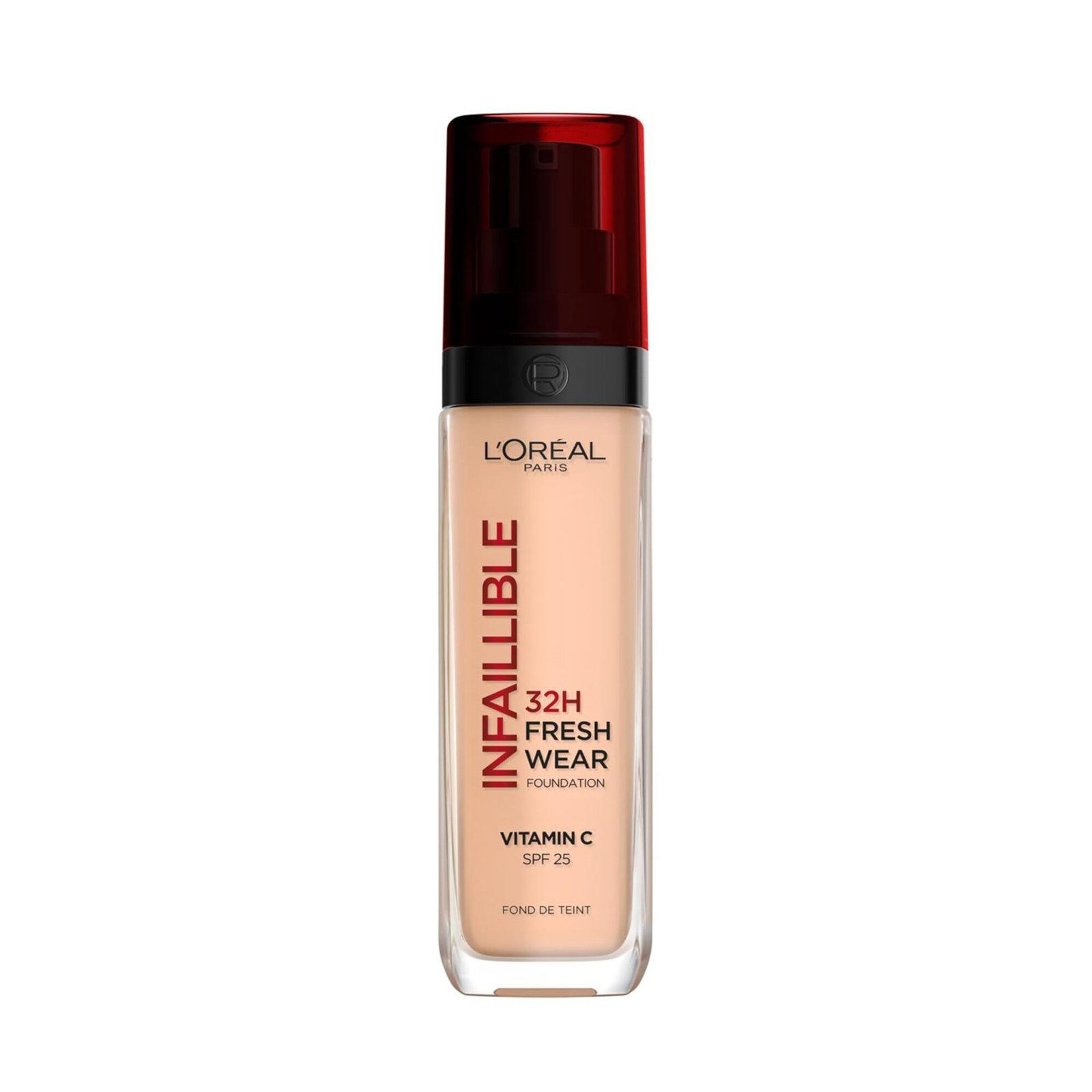 L'Oreal Paris Liquid Foundation, Full Coverage, Lasting Wear, With Vitamin C and SPF 25, Infallible 32H Fresh Wear, 110 Vanilla Rose