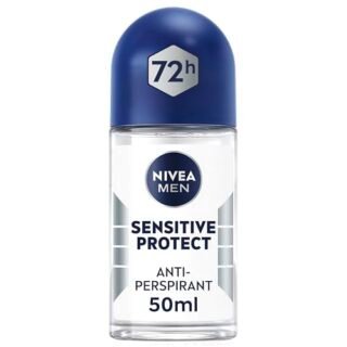 NIVEA MEN Sensitive Protect Anti-Perspirant Deodorant (6 x 50 ml), Roll On Deodorant for Men, Suitable for Sensitive Skin, 72H Anti-Sweat and Odour Protection