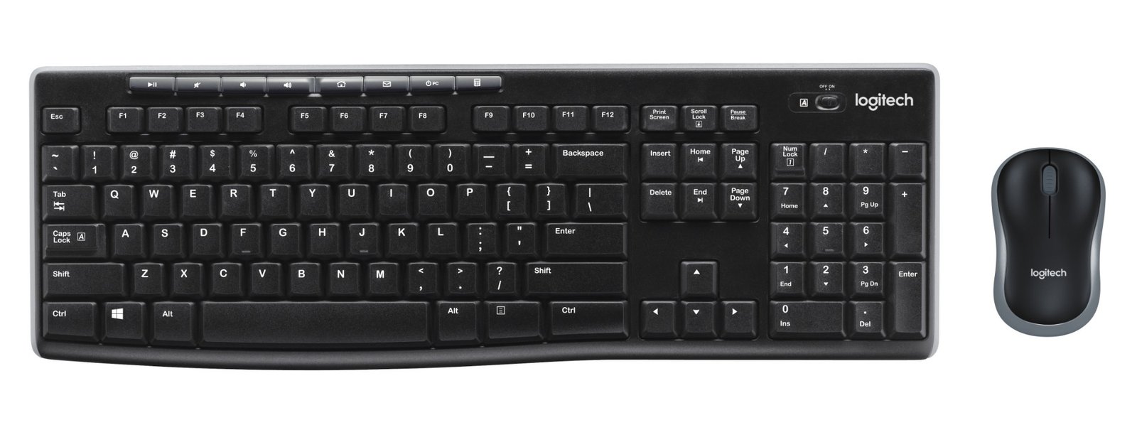 Logitech MK270 Wireless Keyboard and Mouse Combo for Windows, 2.4 GHz Wireless, Compact Mouse, 8 Multimedia and Shortcut Keys for PC and Laptop, QWERTY UK English Layout, Black