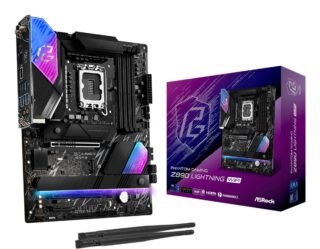 ASRock Z890 LIGHTNING WIFI PHANTOM GAMING Intel 1851 Socket Motherboard, ATX, 4x DDR5 Slots, 3x M.2 Sockets, 3x USB-C Port, Fitted I/O Shield, 2.5GbE LAN, Wi-Fi 7, 1x HDMI Port / 2x USB-C (USB4)