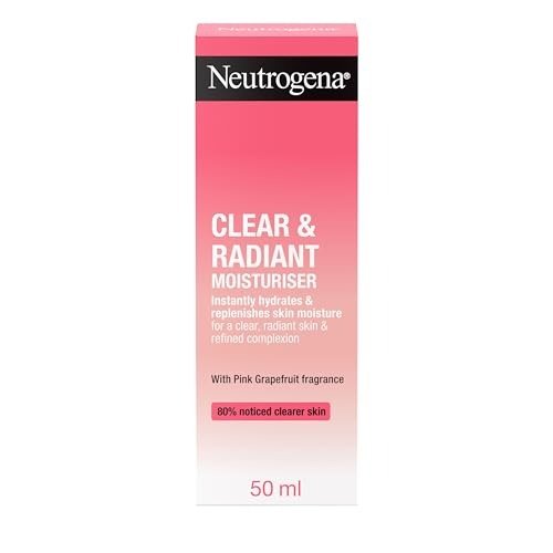 Neutrogena Clear & Radiant Moisturiser (1x 50ml), Daily Facial Cream for Dry Skin Prone to Blemishes, Uplifting Oil-Free Moisturiser with Pink Grapefruit Fragrance, for a Clearer, Radiant Skin, photo 1 of 1