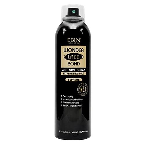 EBIN NEW YORK Wonder Lace Bond Adhesive Spray Supreme - Extreme Firm Hold 180ml | Supreme Use, Fast Drying, No Residue, No Build-up, Powerful Hold, All-day Hold, Easy Daily Wig Install, photo 1 of 1