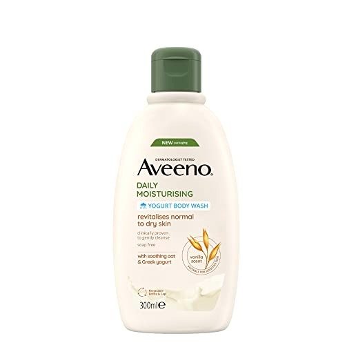 Aveeno Daily Moisturising Yogurt Body Wash (1x 300ml), Gentle Wash with Soothing Colloidal Oatmeal and Probiotic Greek Yogurt, Apricot and Honey Scented for Sensitive Dry Skin, photo 1 of 1