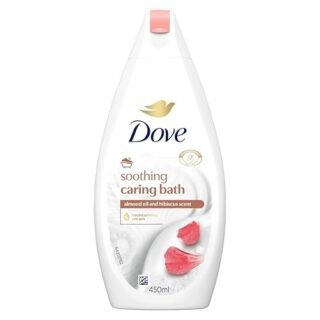 Dove Soothing Caring Bath Bath Soak with  moisturising cream, almond cream & hibiscus for an indulgent bubble bath 450 ml
