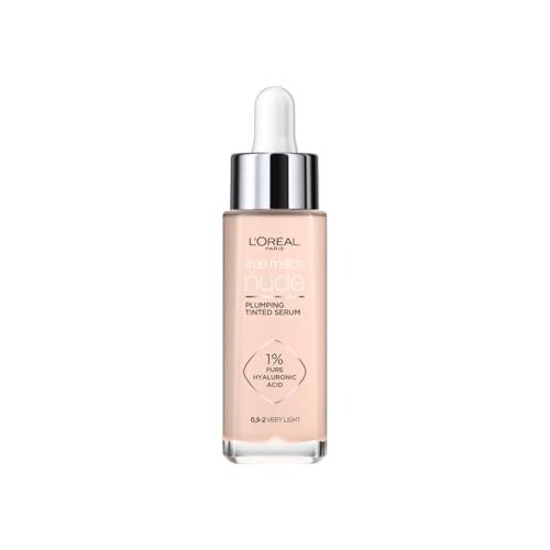 LOreal Paris True Match Tinted Serum Foundation, 1% Hyaluronic Acid, Hydrating Formula, Replumps Skin in 1 Hour for a Natural Glowing Finish, 30 ml, Shade 0.5-2 Very Light, photo 1 of 1