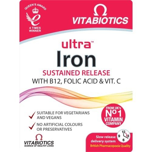 Iron Tablets Supplement, Boosts Energy, Vitality, Power and Immunity and Supports against Anemia, Tiredness and Fatigue with added Vitamin C Vitamin B12 and Folic Acid (Vitamin B9), Vitabiotics Ultra, photo 1 of 1