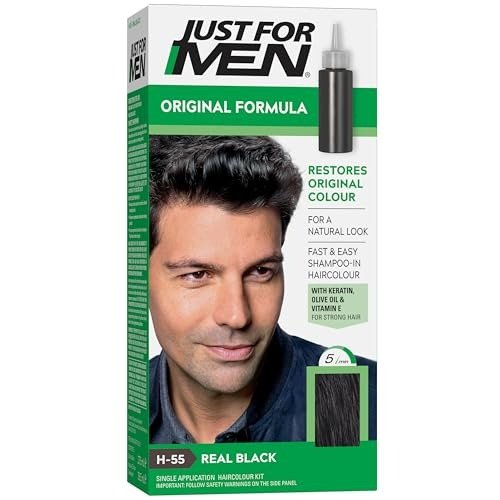 Just For Men Original Formula Real Black Hair Dye, Targets Only The Grey Hairs, Restoring The Original Colour For a Natural Look  H-55 Real Black, photo 1 of 1