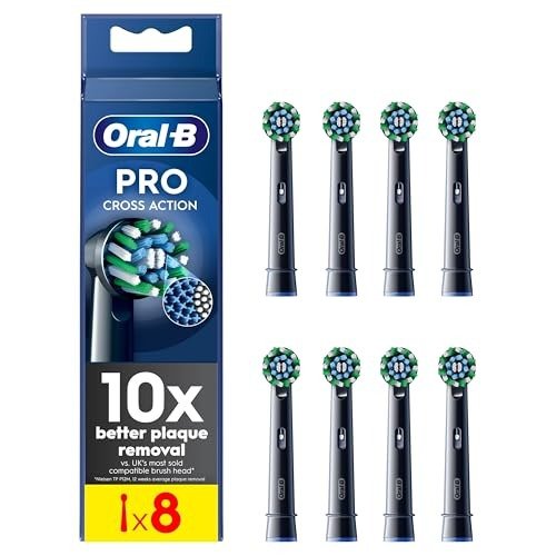 Oral-B Pro Cross Action Electric Toothbrush Head, Oral B Electric Toothbrush Heads, X-Shape and Angled Bristles for Deeper Plaque Removal,  Replacement Toothbrush Heads, Black, photo 1 of 1