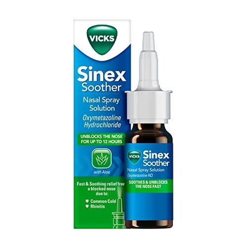 Vicks Nose Spray, Sinex Soother, Decongestant Nasal Spray For Blocked Nose Due To Cold Or Rhinitis, With Aloe Vera, Natural Eucalyptus Extract, Blocked Nose Relief With A Menthol Scent, 15 ml, photo 1 of 1