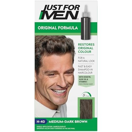 Just For Men Original Formula Medium-Dark Brown Hair Dye, Targets Only The Grey Hairs, Restoring The Original Colour For a Natural Look  H40, photo 1 of 1