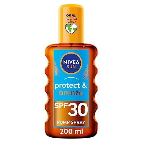 NIVEA SUN Protect & Bronze Oil Sunscreen Spray SPF 30 (200 ml), Sun Spray Provides Immediate UVA/UVB Protection and Stimulates the Skins Natural Tanning with Pro-Melanin Extract, Water-Resistant, photo 1 of 1