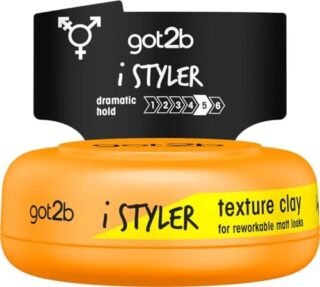 Got2B iStyler, Long Lasting Hold, No White Residue, Silicone Free, Texture Matt Finish Hair Clay, 75 ml