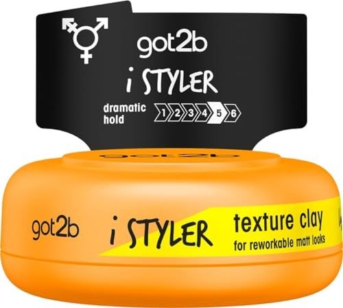 Got2B iStyler, Long Lasting Hold, No White Residue, Silicone Free, Texture Matt Finish Hair Clay, 75 ml