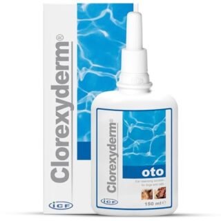 ICF Clorexyderm oto Cat & Dog Ear Cleaner Solution Ear Wax Removal Ear Drops in a Dropper Bottle for Bad Odour Sensitive or Itchy Ears - 150 ml