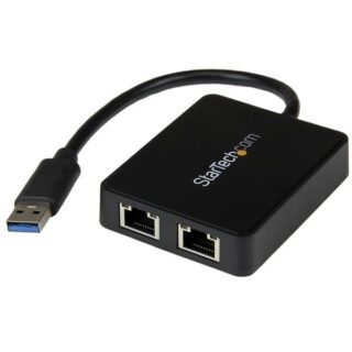 STARTECH.COM USB 3.0 to Dual Port Gigabit Ethernet Adapter NIC w/ USB Port
