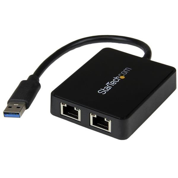 STARTECH.COM USB 3.0 to Dual Port Gigabit Ethernet Adapter NIC w/ USB Port, photo 1 of 1