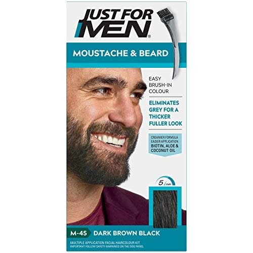 Just For Men Moustache & Beard M45 - Dark Brown Black Dye, Eliminates Grey For a Thicker & Fuller Look With An Applicator Brush Included  M45, photo 1 of 1