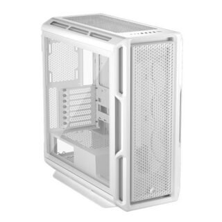 Corsair 5000T Gaming Case w/ Glass Side, E-ATX, No Fans, USB-C, Asus BTF Compatible, White