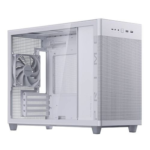 Asus Prime AP201 Gaming Case w/ Tempered Glass Window, Micro ATX, USB-C, Tool-free Panels, 338mm GPU & 360mm Radiator Support, White, photo 1 of 1