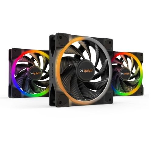Be Quiet! (BL077) Light Wings 12cm PWM ARGB High Speed Case Fans (3 Pack), Rifle Bearing, 18 LEDs, Front & Rear Lighting, Up to 2500 RPM, ARGB Hub included, photo 1 of 1