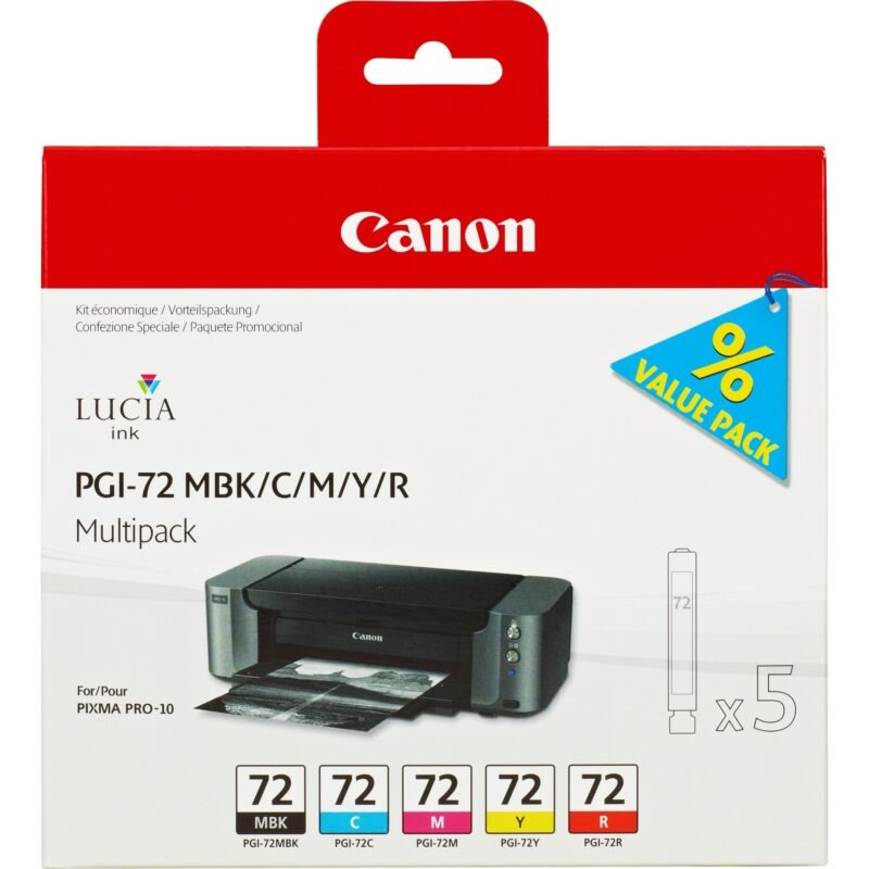 CANON PGI-72 MBK/C/M/Y/R Multipack - 5-pack - yellow, cyan, magenta, red, matte black - original, photo 1 of 1