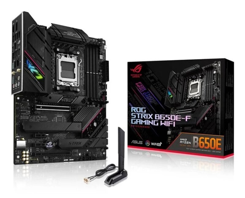Asus ROG STRIX B650E-F GAMING WIFI, AMD B650, AM5, ATX, 4 DDR5, HDMI, DP, Wi-Fi 6, 2.5G LAN, PCIe5, RGB, 3x M.2, photo 1 of 1