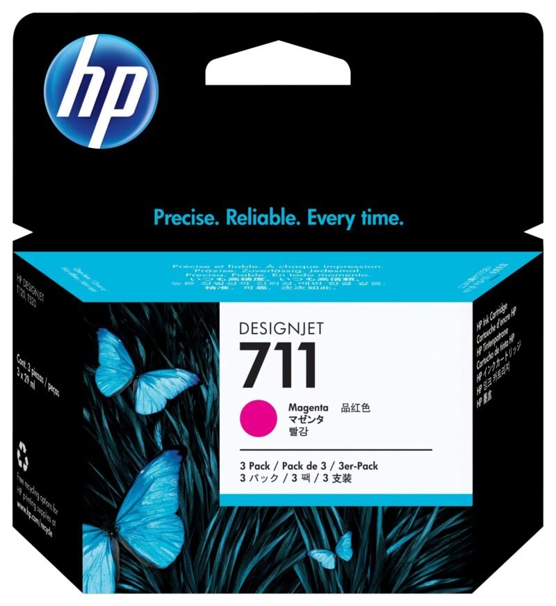 HP 711 magenta DesignJet inktcartridges, 29 ml, 3-pack, foto 1 van 1