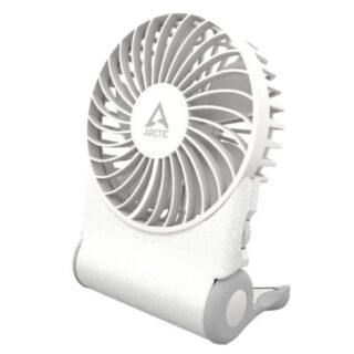 Arctic Summair 2Go Powerful Handheld Fan, Up to 77 Hours of Battery, Ergonomic Handle with Fold-Out Stand, White