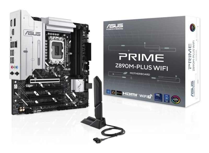Asus PRIME Z890M-PLUS WIFI, Intel Z890, 1851, Micro ATX, 4 DDR5, HDMI, DP, Wi-Fi 7, 2.5G LAN, 3x M.2, photo 1 of 1