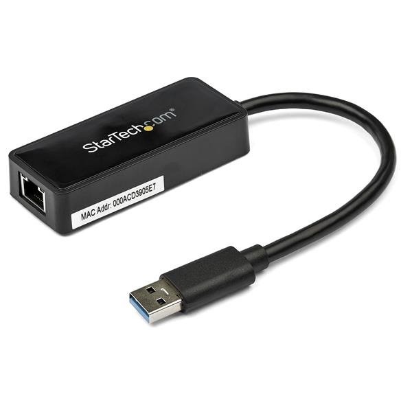 STARTECH.COM USB 3.0 to Gigabit Ethernet Adapter NIC w/ USB Port (Black) - USB 3.0 NIC, photo 1 of 1