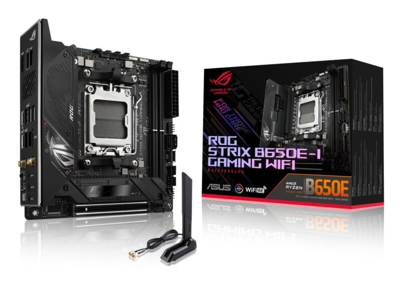 Asus ROG STRIX B650E-I GAMING WIFI, AMD B650, AM5, Mini ITX, 2 DDR5, HDMI, DP Alt Mode, Wi-Fi 6E, 2.5G LAN, PCIe5, 2x M.2, photo 1 of 1