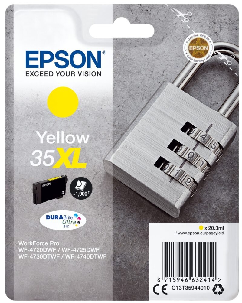 Epson Padlock 35XL Hangslot DURABrite Ultra afzonderlijke gele inkt, foto 1 van 1