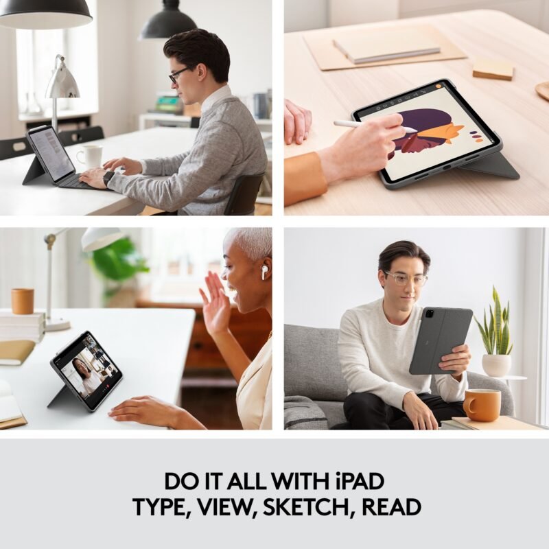 LOGITECH Combo Touch - keyboard and folio case - with trackpad - QWERTY - UK - oxford grey, photo 1 of 1