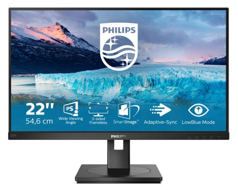 PHILIPS 222S1AE 54.6 cm (21.5") Full HD WLED LCD Monitor - 16:9 - Textured Black - 558.80 mm Class, photo 1 of 1