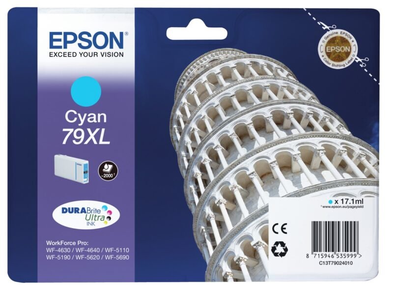Epson Tower of Pisa Singlepack Cyan 79XL DURABrite Ultra Ink, foto 1 van 1
