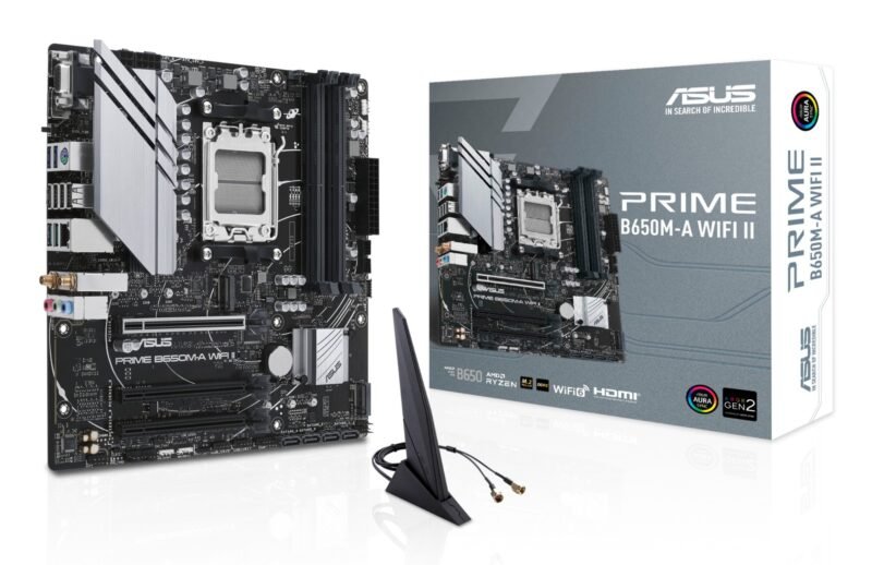 Asus PRIME B650M-A WIFI II, AMD B650, AM5, Micro ATX, 4 DDR5, VGA, HDMI, DP, Wi-Fi 6, 2.5G LAN, PCIe4, 2x M.2, photo 1 of 1