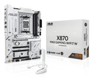 Asus X870 MAX GAMING WIFI7 W, AMD X870, AM5, ATX, 4 DDR5, HDMI, 2 USB4, Wi-Fi 7, 2.5G LAN, 3x M.2, White