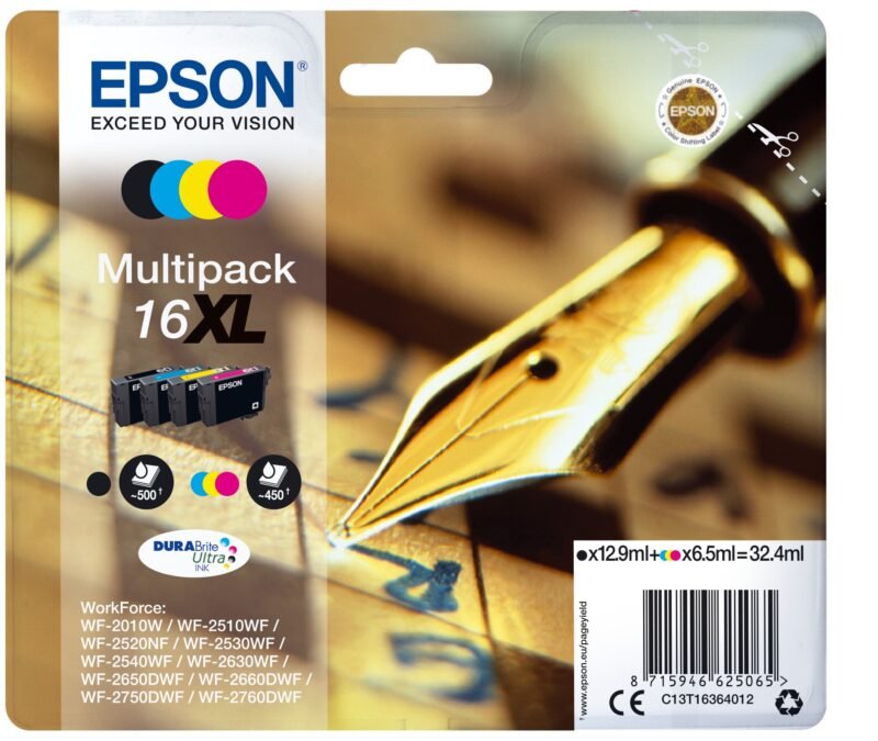 EPSON 16XL Multipack - 4-pack - XL - black, yellow, cyan, magenta - original - ink cartridge, photo 1 of 1