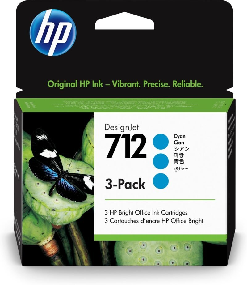 HP 712 29 ml inktcartridge voor DesignJet, cyaan, 3-pack, foto 1 van 1
