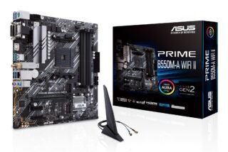 Asus PRIME B550M-A WIFI II, AMD B550, AM4, Micro ATX, 4 DDR4, VGA, DVI, HDMI, Wi-Fi, PCIe4, 2x M.2
