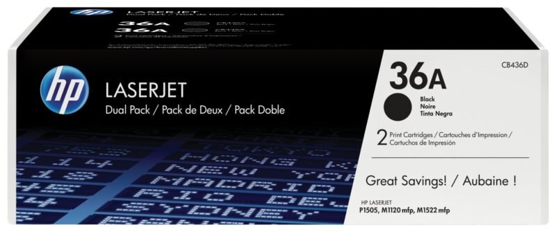 HP 36A originele zwarte LaserJet tonercartridge, 2-pack, foto 1 van 1