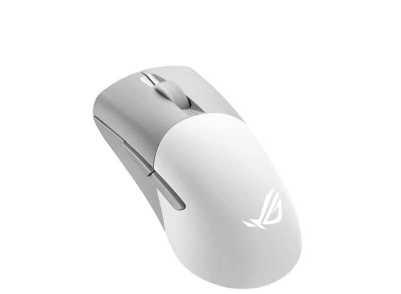Asus ROG Keris AimPoint Wired/Wireless/Bluetooth Optical Gaming Mouse, 36000 DPI, Swappable Switches, RGB, Mouse Grip Tape, White, photo 1 of 1