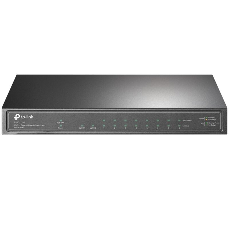 TP-Link TL-SG1210P 10-Port Metal Gigabit Desktop Switch with 8-Port PoE+ (63W), photo 1 of 1