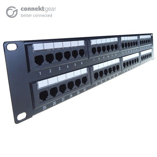 GROUP GEAR 48 Port(s) Network Patch Panel - Black - 48 x RJ-45 - 2U High - 19" Wide - Rack-mountable, photo 1 of 1