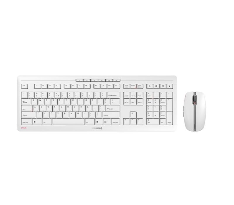 CHERRY STREAM DESKTOP RECHARGE - keyboard and mouse set - QWERTY - US with Euro symbol - pale grey, photo 1 of 1