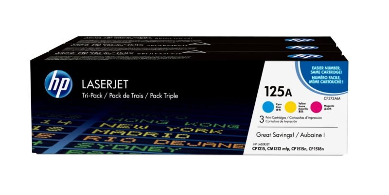 HP 125A originele cyaan/magenta/gele LaserJet tonercartridge, 3-pack, foto 1 van 1