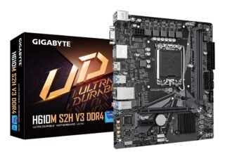 Gigabyte H610M S2H V3 DDR4 Ultra Durable Intel 1700 Socket Motherboard, Micro-ATX, 2x DDR4 Slots, 1x M.2 Socket, GbE LAN, 1x D-Sub / 2x DisplayPorts / 1x HDMI Port