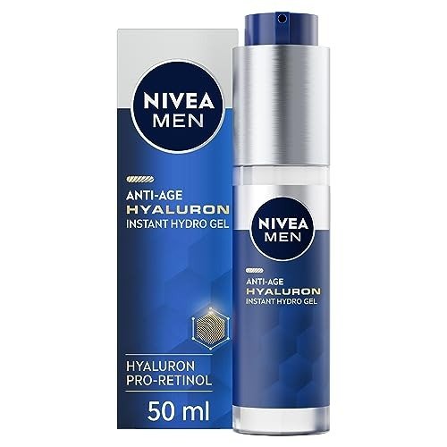NIVEA MEN Anti-Age Hyaluron Face Moisturising Gel (50ml), Men's Moisturiser with Hyaluronic Acid and Pro-Retinol, Visibly Reduces Deep Wrinkles, Hydrates, and Firms Skin, photo 1 of 1