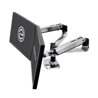 Ergotron  LX Dual Monitor Arm, VESA Desk Mount  for 2 Monitors Up to 27 Inches, 3.2-9.1kg Each  Polished Aluminum (45-245-026)